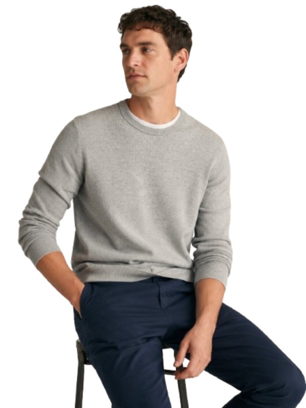 J.Crew Italian Merino Wool Crewneck Sweater Gray Knit Pullover Men's Size L